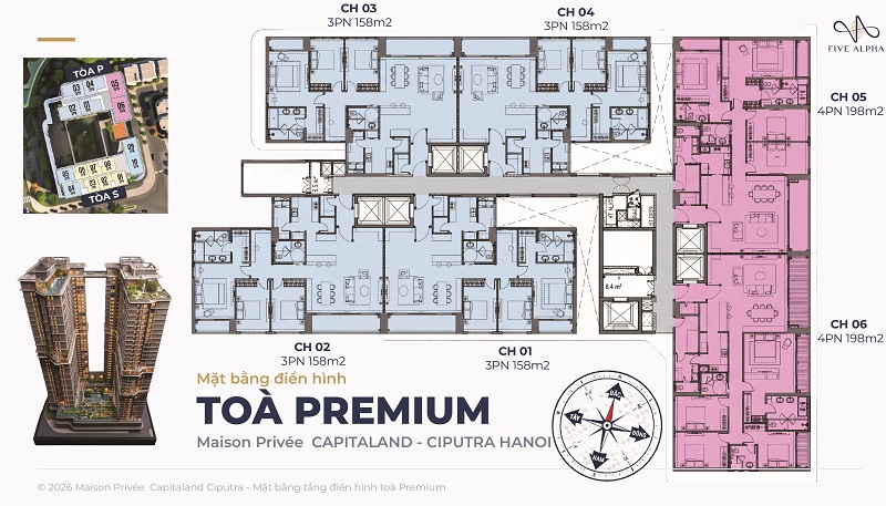 Mặt bằng tòa Premium tòa P Maison Privée