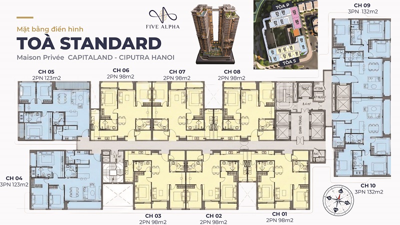 Mặt bằng tòa Standard Maison Privée Tây Hồ Ciputa Hà Nội