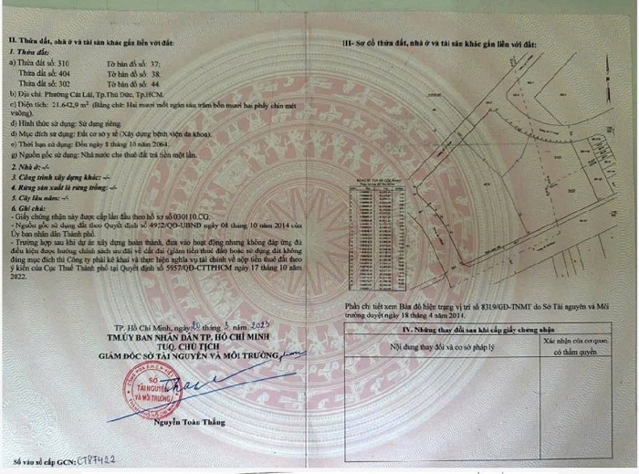Sổ đỏ chuyển nhượng bệnh viện Pháp Thiện, Cát Lái, Thủ Đức