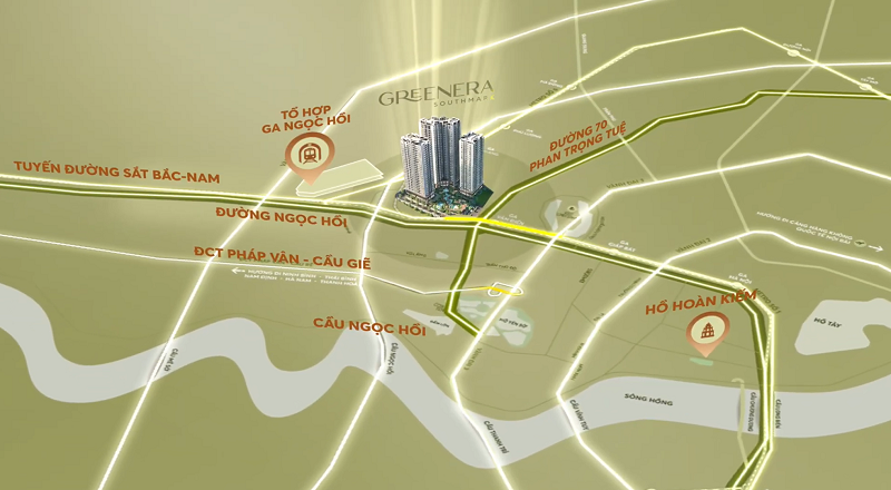 Vị trí Căn hộ chung cư 486 Ngọc Hồi Greenera Southmark, Văn Điển, Thanh Trì, Hà Nội.