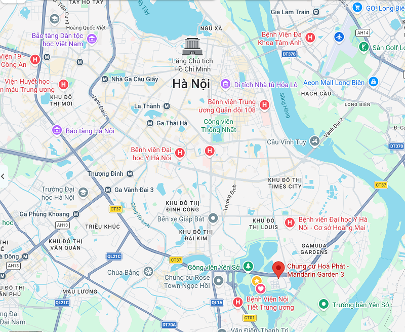 Vị trí Mandarin Garden Yên Sở Hòa Phát