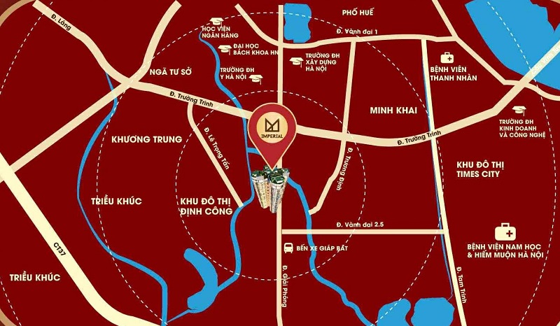 Vị trí Shophouse Imperial Plaza 360 Giải Phóng
