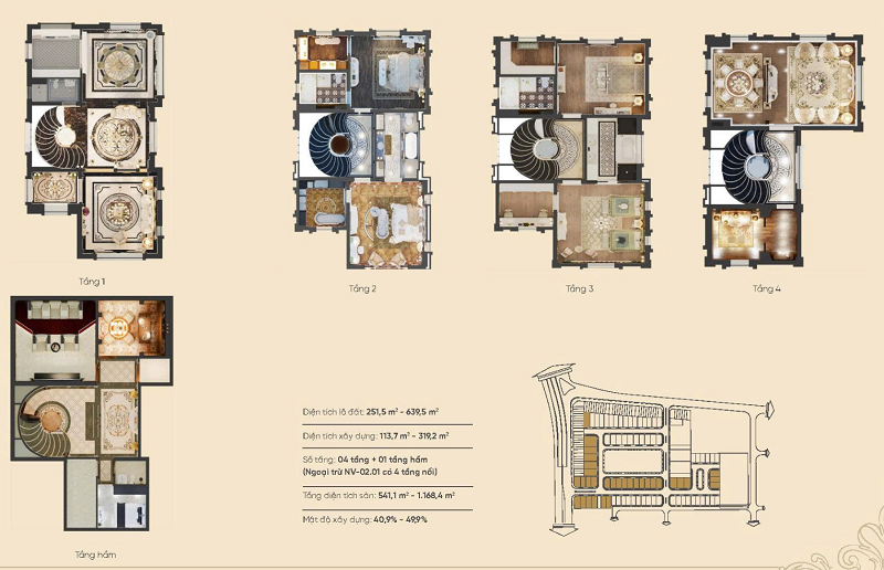 layout biệt thự đơn lập The President Park Đại Mỗ