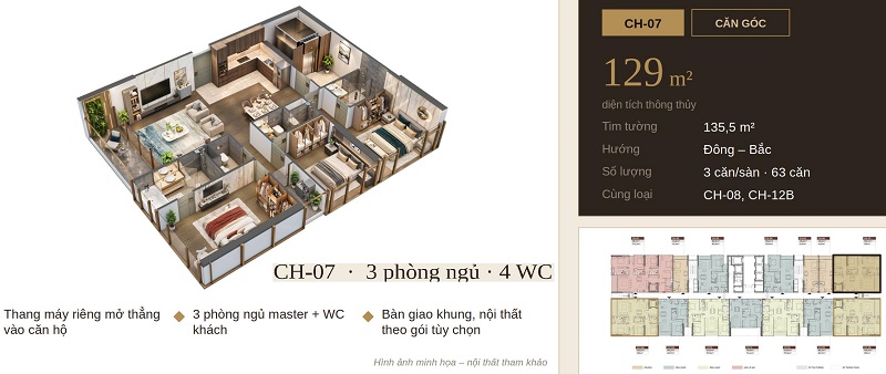 Căn hộ 129m2 Tara Maison Nhân Mỹ Mỹ Đình