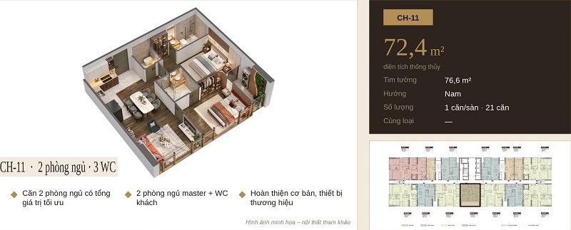 Căn hộ 72.4m2 Tara Maison Nhân Mỹ Mỹ Đình