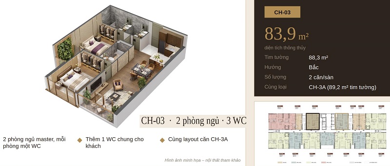 Căn hộ 83.9m2 Tara Maison Nhân Mỹ Mỹ Đình