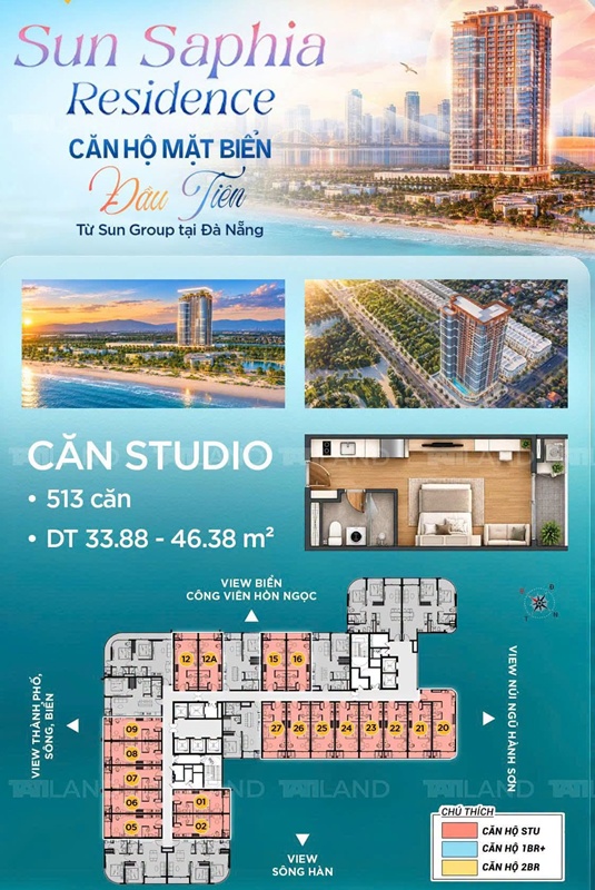 Căn studio Sun Saphia Residence