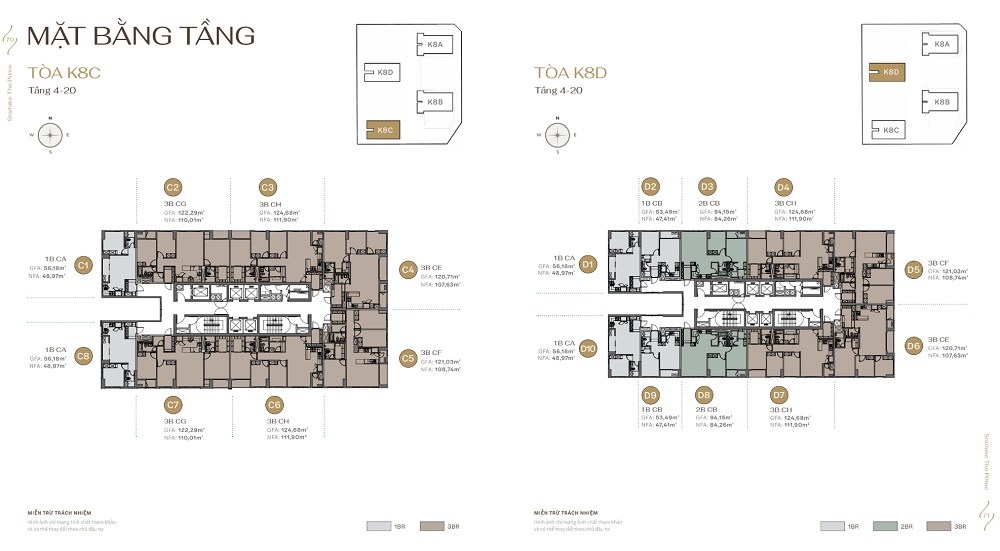 Mặt bằng K8C, K8D Starlake The Prime K8 CT1 Xuân Đỉnh Tây Hồ Tây Hà Nội
