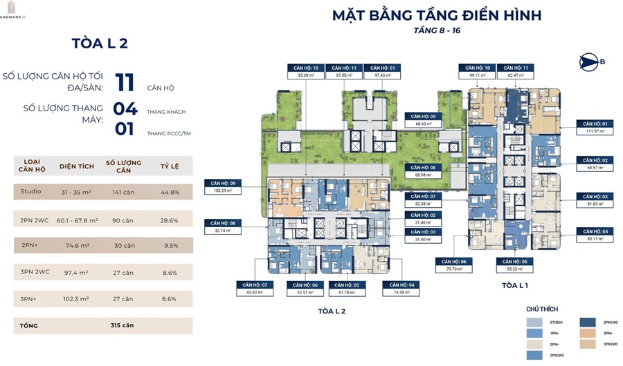 Mặt bằng L2 căn hộ Landmark 35 Quảng Ninh mở bán