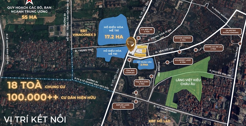 Vị trí kết nối vùng Central Lakeside Tố Hữu – Taseco Land